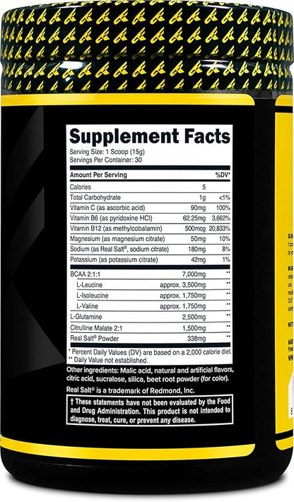 Primaforce BCAA Powder (Watermelon) - 7000MG 2:1:1 BCAAs, 30 Servings, Post-Workout Recovery Drink