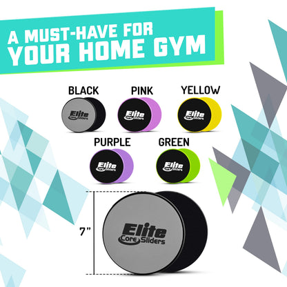 Elite Sportz Core Sliders For Working Out | Dual Sided Home Core Workout Equipment For Carpet &