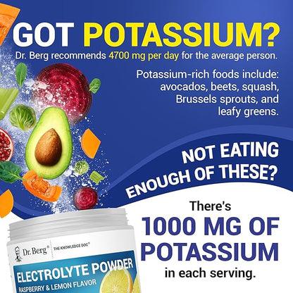 Dr. Berg Zero Sugar Hydration Keto Electrolyte Powder - Enhanced w/ 1000 mg of Potassium & Real