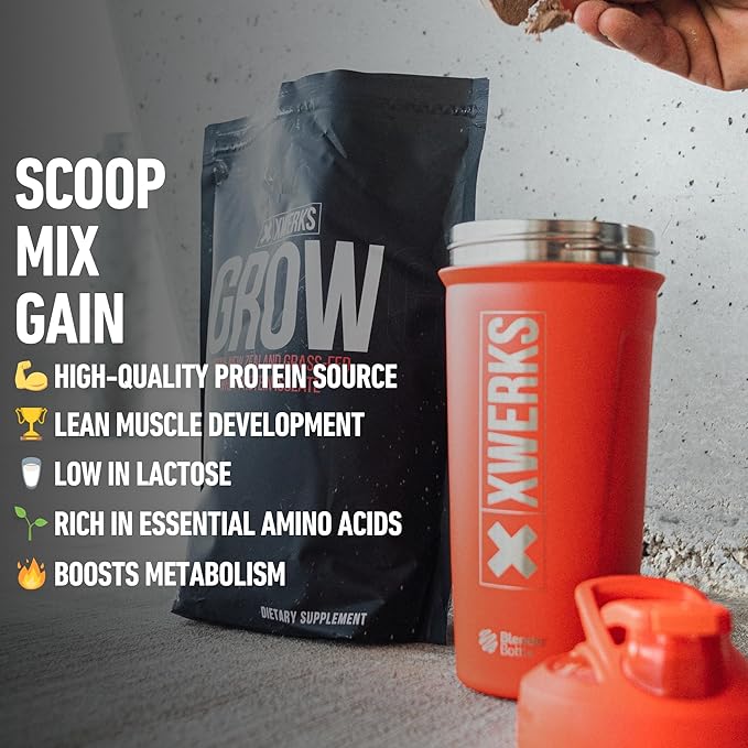 Xwerks Grow 100% New Zealand Grass Fed Whey Protein, 25g Pure Isolate Protein Powder Per Serving