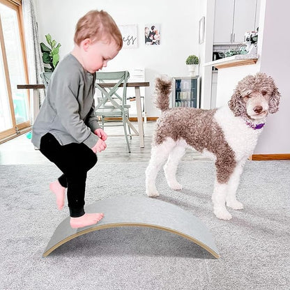 Gentle Monster Wooden Wobble Balance Board, 35 Inch Rocker Board Natural Wood, Kids Toddler Open