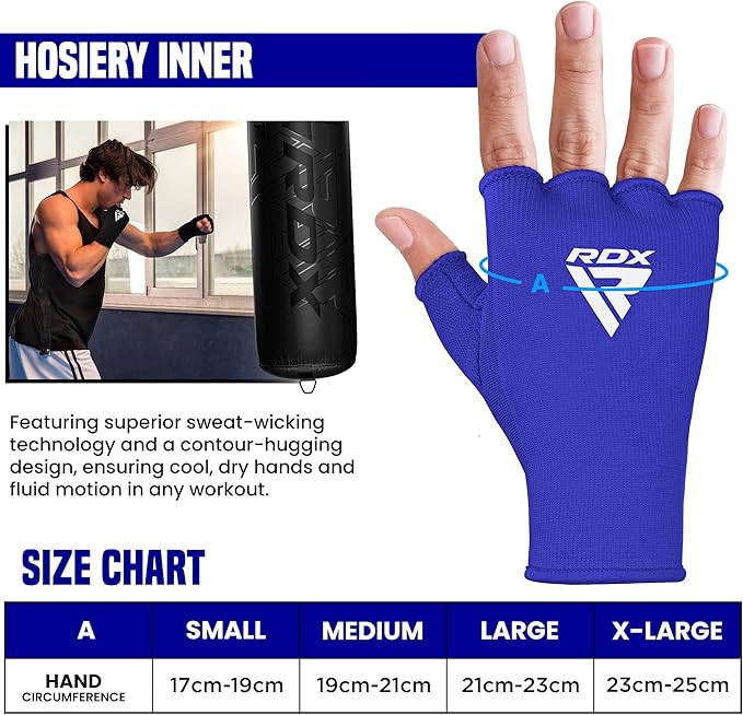 RDX Boxing Hand Wraps Inner Gloves Men Women, Half Finger Elasticated Bandages, Under Mitts Fist