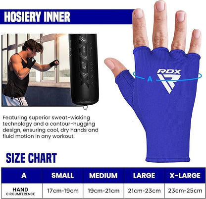 RDX Boxing Hand Wraps Inner Gloves Men Women, Half Finger Elasticated Bandages, Under Mitts Fist