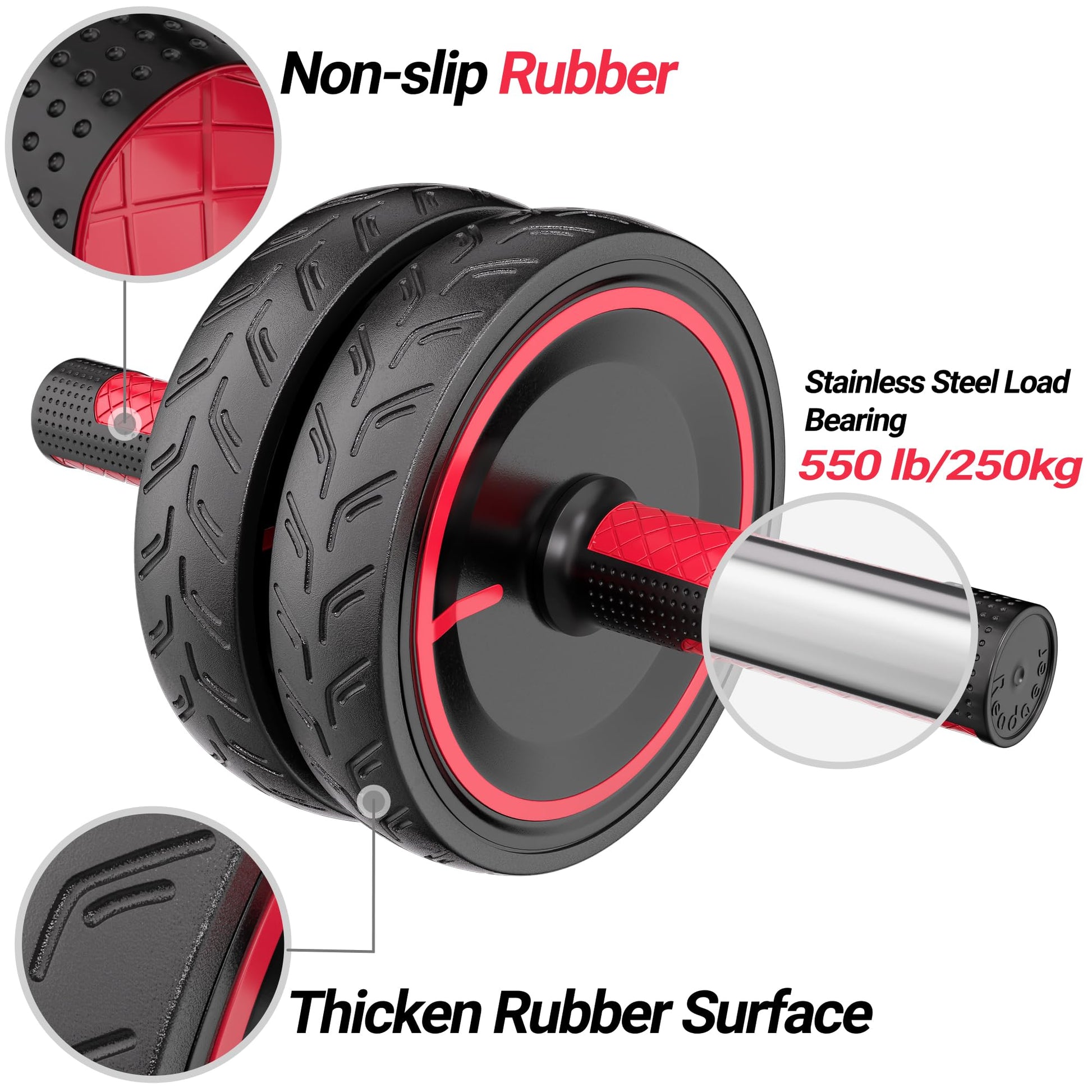 READAEER Ab Roller Wheel, Heavy Duty Workout Equipment for Home Gym, Professional Metal Handle with
