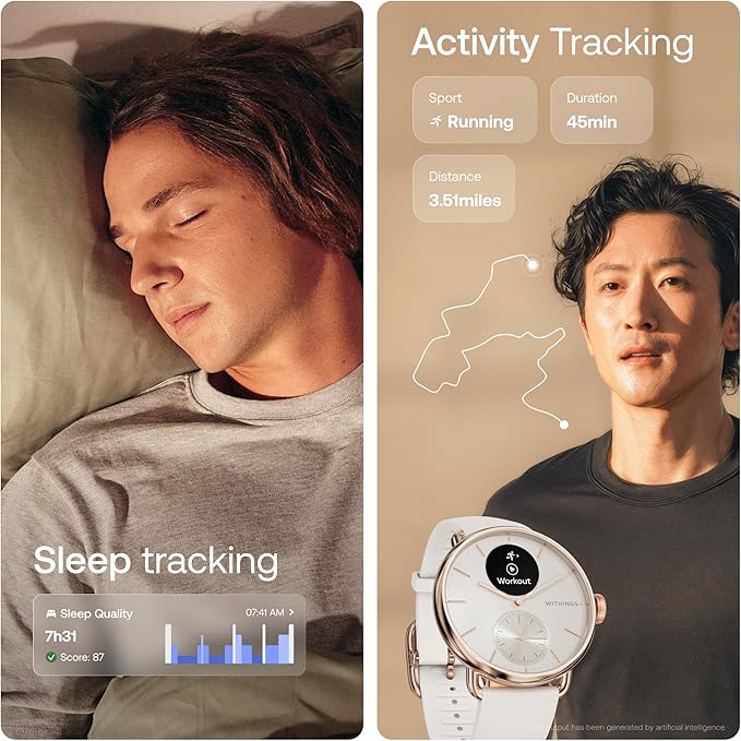 Withings ScanWatch 2 - Hybrid Smart Watch, Heart Rate Monitoring, Fitness Tracker, Cycle Tracker
