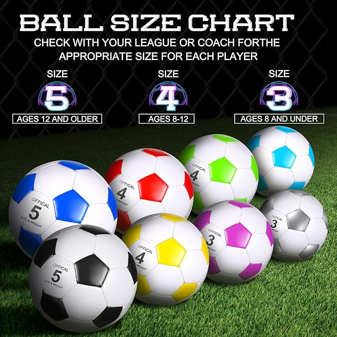 HyDren 8 Pcs Soccer Balls Bulk with Pump Deflated Official Size Sport Soccer Ball for Kid Adult