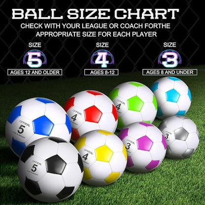 HyDren 8 Pcs Soccer Balls Bulk with Pump Deflated Official Size Sport Soccer Ball for Kid Adult