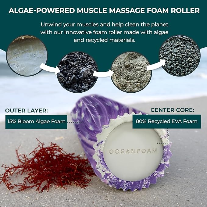 Oceanfoam Ripple Travel Foam Roller (11" x 3.35") Firm Mini Foam Roller for Physical Therapy, Deep