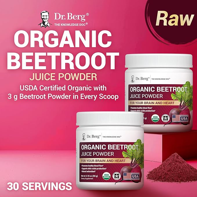 Dr. Berg Raw Organic Beet Powder from Real Earth-Grown Beets ??USDA Certified Organic Beet Root