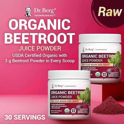 Dr. Berg Raw Organic Beet Powder from Real Earth-Grown Beets ??USDA Certified Organic Beet Root