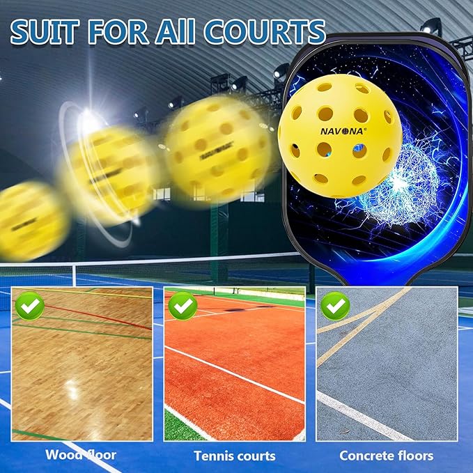 Navona 48 Pack Premium 40-Holes Yellow Outdoor Pickleball Balls, Meet USAPA Official Requirement