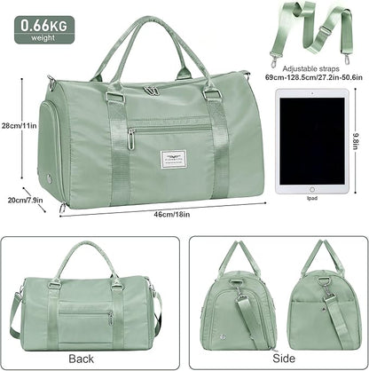 FIORETTO Womens Gym Tote Duffle Bag with Wet Pocket & Shoe Compartment, Sports Duffel Overnight