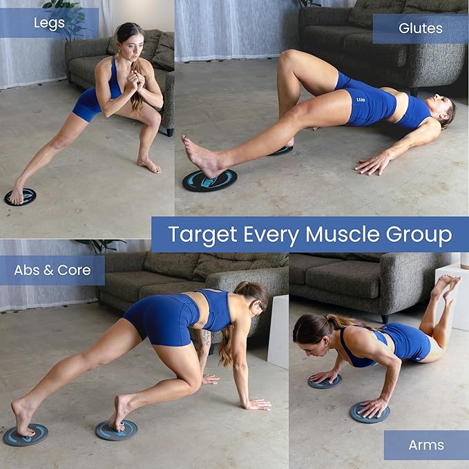 Gliding Discs for Working Out - Exercise Sliders for Carpet & Hardwood Floors 1 Pair, Authentic