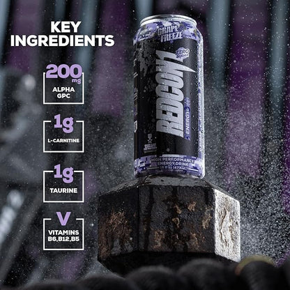 REDCON1 Energy High Performance Drink, Grape Freeze - Zero Sugar Energy Drink with Alpha GPC