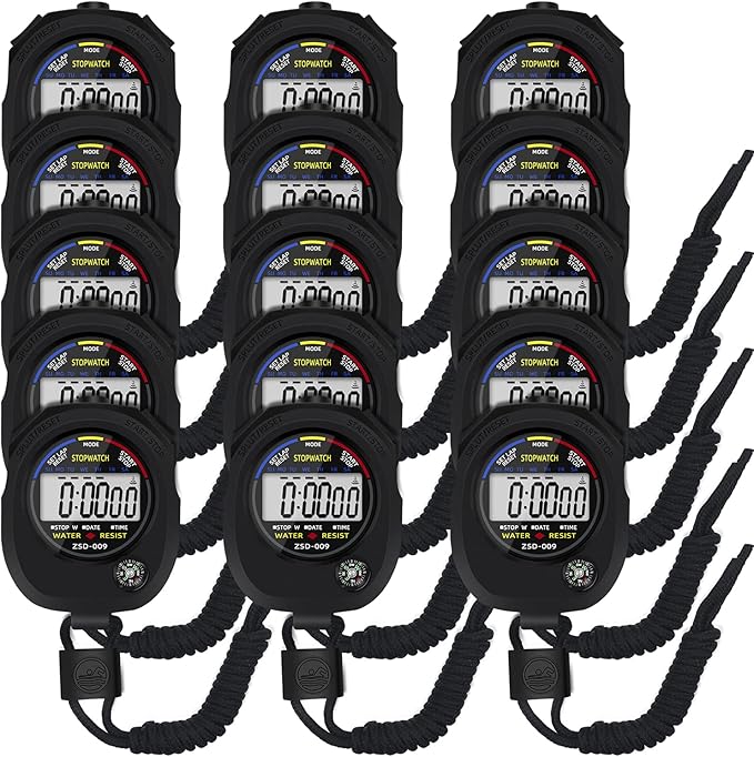 Multi-Function Electronic Digital Sport Stopwatch Timer, Large Display with Date Time and Alarm