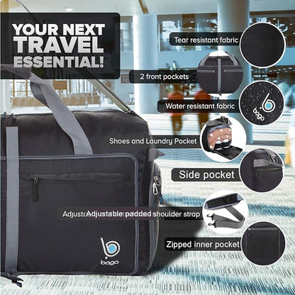 Bago Large Foldable Duffel Bags for Traveling Women & Men - 100L Packable Duffle Bag for Travel
