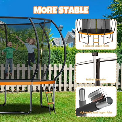 Trampoline 8FT 10FT 12FT 14FT 16FT, Outdoor Trampolines for Kids and Adults, Recreational