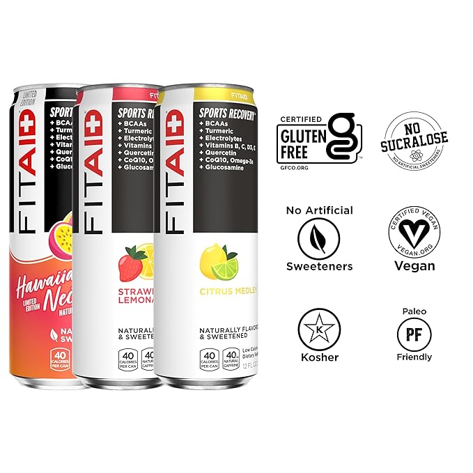 FITAID Recovery Blend, Variety Pack, BCAAs, Glucosamine, Electrolytes, Omega-3s, Green Tea, 100%