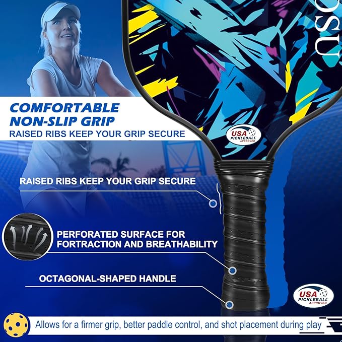 Carbon Fiber Pickleball Paddles Set of 4 or 2 Rackets,USAPA Approved Carbon Fiber Surface Pickle