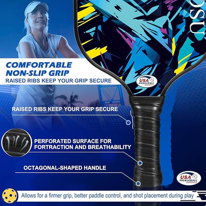 Carbon Fiber Pickleball Paddles Set of 4 or 2 Rackets,USAPA Approved Carbon Fiber Surface Pickle