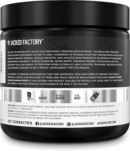 Jacked Factory Creatine Monohydrate Powder 150g - 5g Daily Creatine Supplement for Men and Women