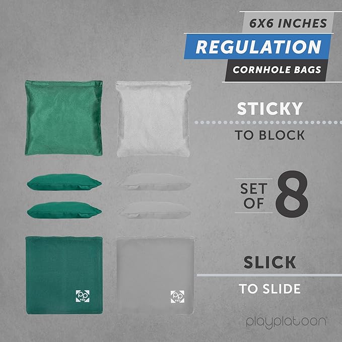 Professional Cornhole Bags - Set of 8 Regulation All Weather Double Sided - Sticky Side/Slick Side