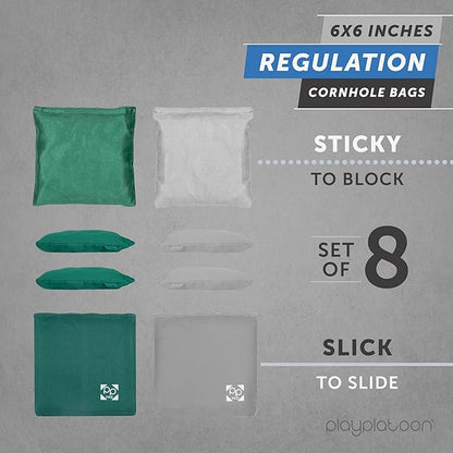 Professional Cornhole Bags - Set of 8 Regulation All Weather Double Sided - Sticky Side/Slick Side