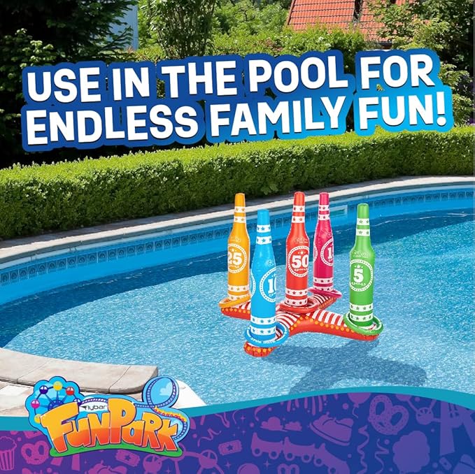 Flybar FunPark Ring Toss Game for Kids and Family, 3 Feet Tall, Includes 5 Colorful Rings