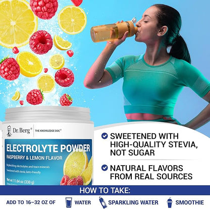Dr. Berg Zero Sugar Hydration Keto Electrolyte Powder - Enhanced w/ 1000 mg of Potassium & Real