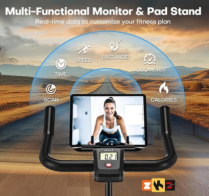 Exercise Bike, CHAOKE Quiet Magnetic Resistance 300LB Capacity Stationary Bike for Home with App