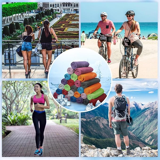 Honoson Cooling Towel Bulk - Neck & Face Cool Chilly Towels Microfiber Breathable Sport Sweat Rag