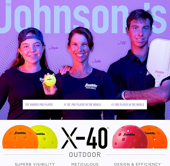 Franklin Sports X-40 Outdoor Pickleballs - Official Ball of USA Pickleball, APP Tour + US Open