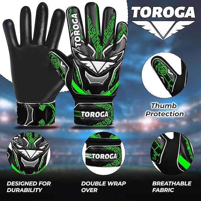 Goalkeeper Gloves for Kids & Youth – Soccer Goalie Gloves, Strong Latex Grip, Double Wrist Support