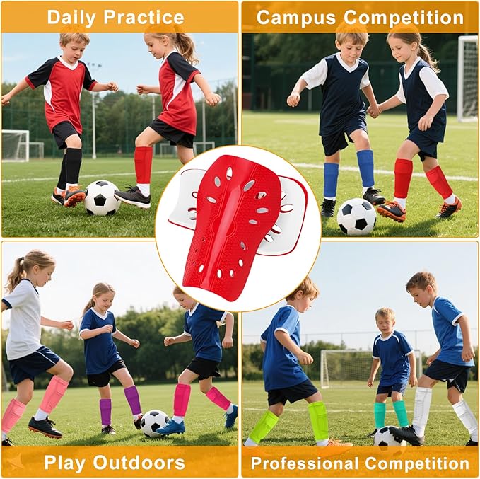 2 Pairs Shin Guards Soccer for Kids,Shin Pads Extra Lightweight Breathable Slide in Shin Guard for