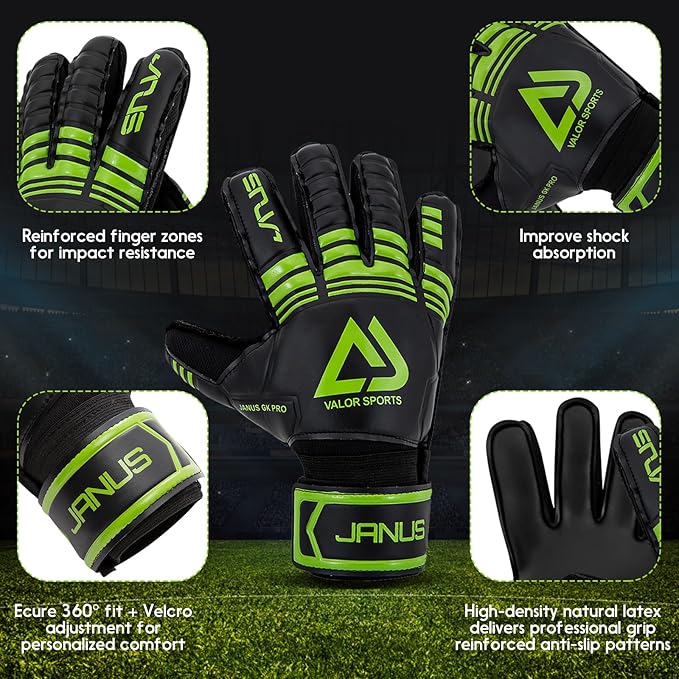 Soccer Goalkeeper Gloves with Finger Protection to Prevent Injuries, Strong Grip for Tough Tackles