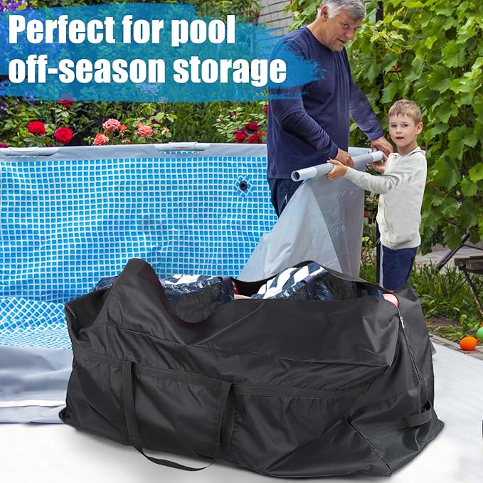 140 Gallon Extra Large Storage Bag for Aboveground Pools - Heavy-duty Pool Cover Storage with 4