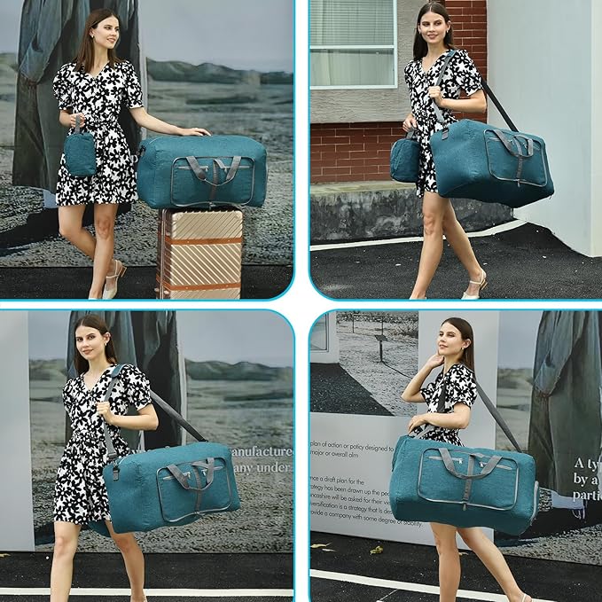 Felipe Varela Duffle Bag with Shoes Compartment and Adjustable Strap,Foldable Travel Duffel Bags
