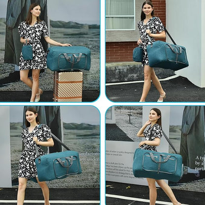 Felipe Varela Duffle Bag with Shoes Compartment and Adjustable Strap,Foldable Travel Duffel Bags