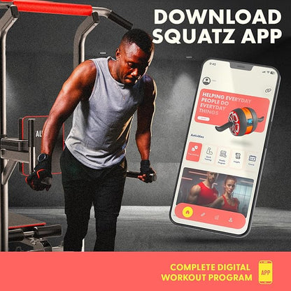 SQUATZ Pull-Up Workout Station with Bench - Multifunctional Gym Equipment Setup w/Pulling Bar