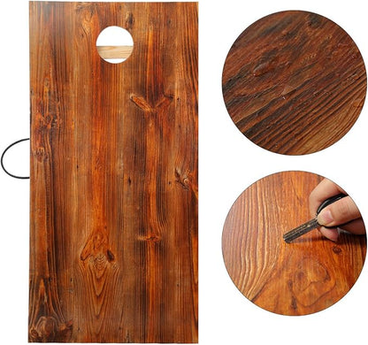 UKASE Solid Wood Regulation Size Cornhole Set Portable Bean Bags Toss Game with Durable Wood Grain
