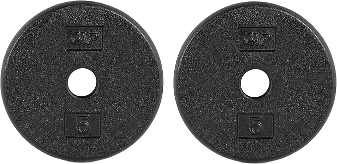 CAP Barbell Standard 1-Inch Cast Iron Weight Plates - Singles & Sets | 1.25-50 lbs | Multiple