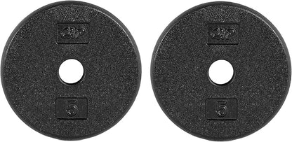 CAP Barbell Standard 1-Inch Cast Iron Weight Plates - Singles & Sets | 1.25-50 lbs | Multiple