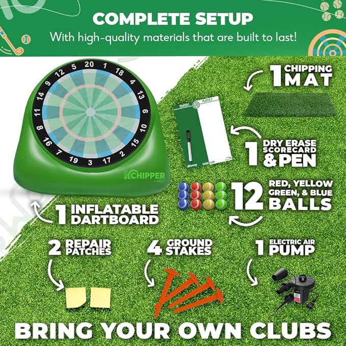 SWOOC Games® – Bull Chipper™ | Giant Golf Darts (Over 6ft Tall) w/ 10+ Golf Games | Backyard Game