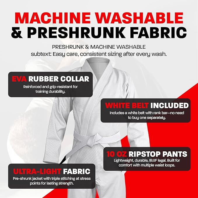 Hawk Sports Brazilian Jiu Jitsu Gi for Men and Women with Jacket, Pants, and White Belt for Martial