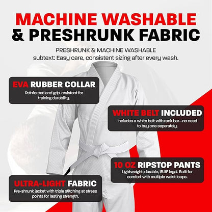 Hawk Sports Brazilian Jiu Jitsu Gi for Men and Women with Jacket, Pants, and White Belt for Martial