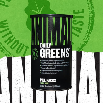 Animal Daily Greens Pill Packs - Kale, Wheat Grass, Alfalfa & More - Convenient Prebiotic and