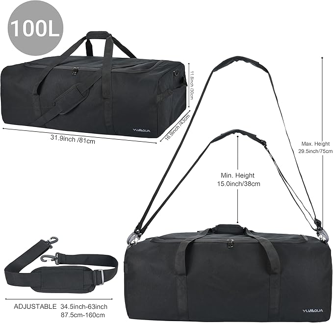 Large Duffle Bag for Travel, 100L Travel Bags for Men Extra Large Duffel Bag Water & Tear Resistant