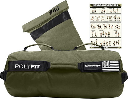 Polyfit Sandbag Pro - Workout Sandbag with Triple Closure Filler Bag and Reinforced Nylon Webbing
