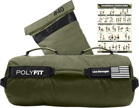 Polyfit Sandbag Pro - Workout Sandbag with Triple Closure Filler Bag and Reinforced Nylon Webbing