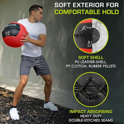 ProsourceFit Soft Medicine Balls, Wall Balls and Full Body Dynamic Exercises, Color-Coded Weights:
